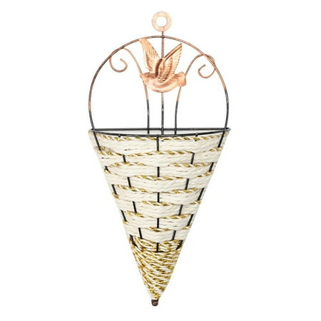 Wall Hangingplanter Rattan Plant Pot Basket Flower Garden Mounted Holder Decor
