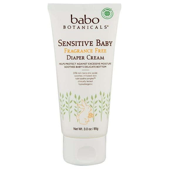 Babo Botanicals Sensitive Baby Zinc Diaper Cream Fragrance Free 3 oz