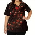 thumbnail image 3 of Dwralegc Valentine's Day Scrub Tops for Women V Neck Top Heart Pattern Short Sleeve Nurse Working Tops with 2 Pockets Workwear Vermilion 2XL, 3 of 5