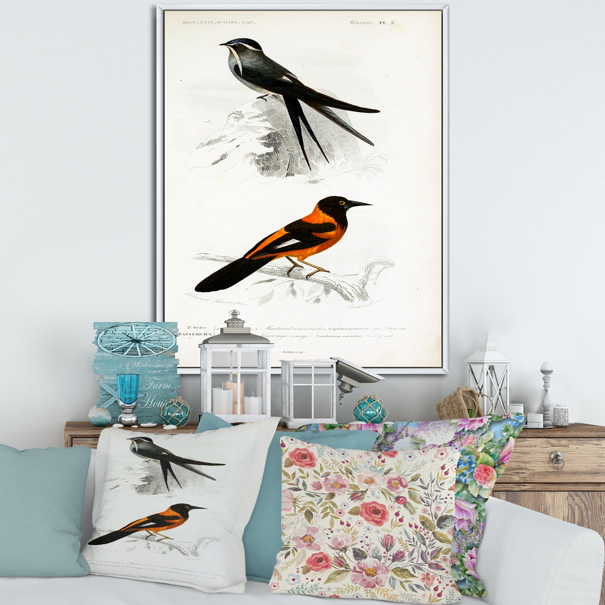 Designart 'Ancient Bird II' Traditional Framed Canvas Wall Art Print
