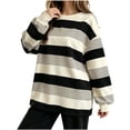 thumbnail image 3 of Tqcoqu Women's Striped Crew Neck Sweatshirt,Long Sleeve Drop Shoulder Loose Casual Pullover Top,2026 Trendy Clothes, 3 of 6