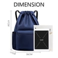 thumbnail image 2 of Mochila con cordón Mochila impermeable con cordón Bolsa deportiva para gimnasio con bolsillo lateral, azul oscuro, 2 of 5