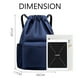 thumbnail image 2 of Mochila con cordón, impermeable, para deportes, gimnasio, con bolsillo lateral, color azul oscuro, 2 of 5