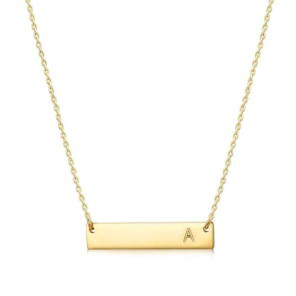 MOMOL Collier Initiale avec Pendentif Barre, Collier Barre en Acier Inoxydable Plaqué Or 18K Collier Initiale Délicat et Délicat Collier Simple Personnalisé avec Nom Lettre A pour Femmes