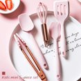 thumbnail image 2 of Rose Gold And Pink Kitchen Utensil Small Five-Piece Set Mini Silicone Kids Kitchen Tools Whisk Spatula Tongs Spoon, 2 of 5