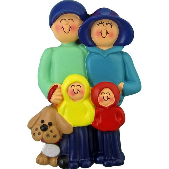 Family & Dog 4 People Personalized Christmas Ornament DO-IT-YOURSELF