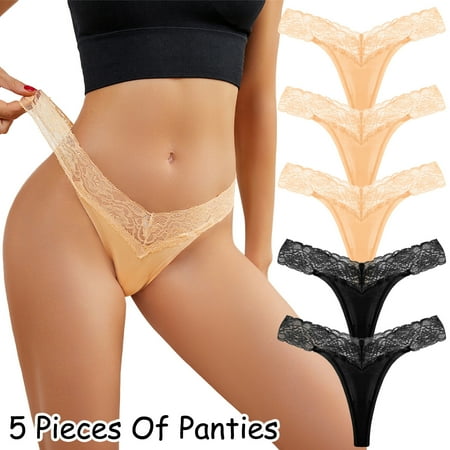 Aayomet Women S Panties Women Thong G String Cotton Thongs Panties V Waist Female Underpants Pantys Lingerie BK1 M