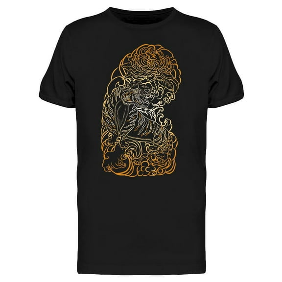 Ornamental Japanese Tiger T-Shirt Men -Image by Shutterstock, Male XX-Large