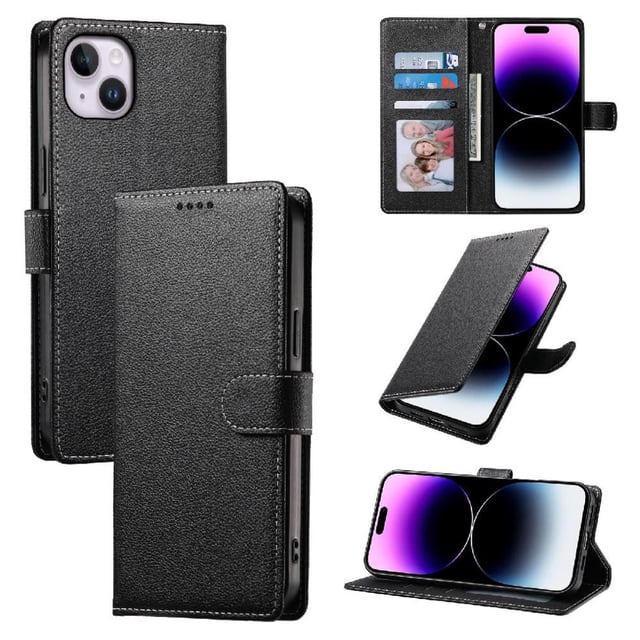 Funda para FOXDOCK iPhone 14 Plus – Cuero Premium, 3 ranuras para tarjetas, Protección contra impactos