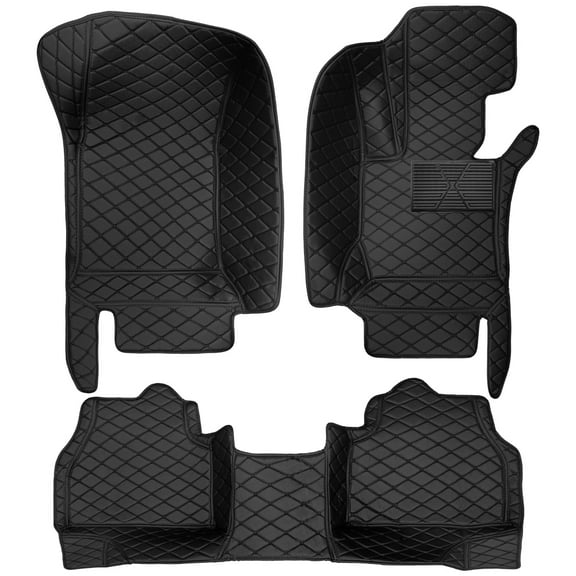 Tuqiang Car Floor Mats Compatible With BMW X1 2016-2018 Full Covered All Weather Protection Waterproof Non-Slip PU Leather Car Floor Mats Black