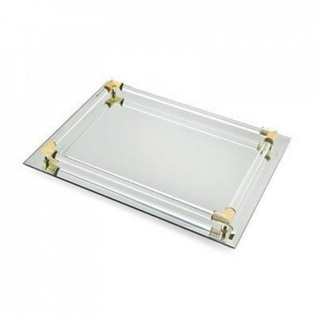 

Fine 9 x14 Mirror Tray Vanity Tray Serving Tray with Cristal Border