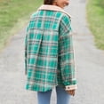 thumbnail image 4 of Gvdentm Womens Fleece Jacket With Hood Womens Plaid Sherpa Lined Jacket Winter Button up Flannel Jackets Oversized Fleece Fuzzy Warm Coat Jackets Green,L, 4 of 7