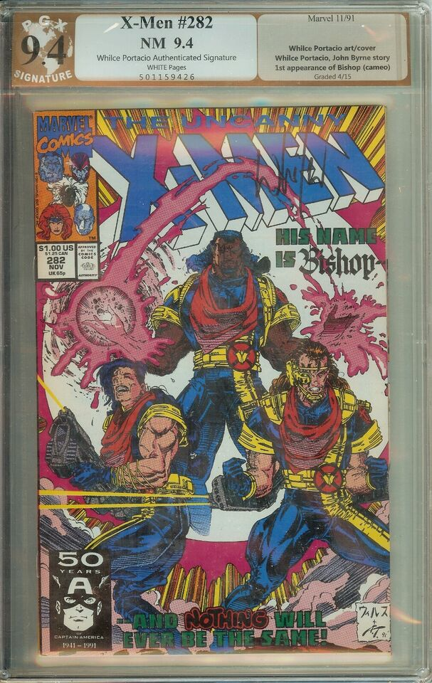 X-Men #282 PGX 9.4 Signed Whilce Portacio
