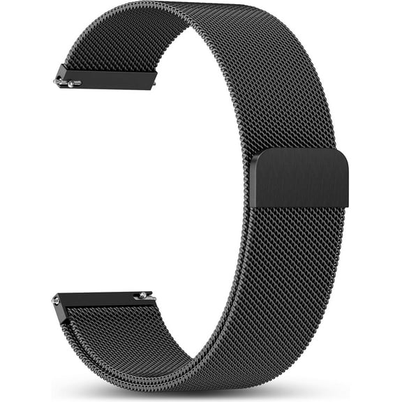 JamY Home 18mm 20mm 22mm Metal Watch Band Compatible with Garmin Vivoactive 5 Watch Bands, Vivoactive 6/3/Venu 3S/2S, Quick Release Stainless Steel Milanese Loo Black 22MM