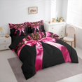 thumbnail image 3 of Castle Fairy Kids Teens Adults Kawaii Ribbon Bow Bedding Comforter Set 7-Piece,Animal Leopard Print King Bedding Sets,Dreamy Ribbon Bow-Tie Ultra Soft Bed Sheets,Luxury Bedroom Decor,Reversible, 3 of 8