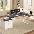 thumbnail image 7 of Height Adjustable L Shaped Electric Standing Desk, 70.9" Farmhouse Office Computer Desk with 3 Drawers, 7 of 7