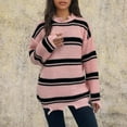 thumbnail image 5 of Sentmoon Fall Sweaters Crew Neck Long Sleeve Striped Womens Fall Clothes Sale Plus Size Knitted Tassel Breathable Loose Womens Fall Tops Comfy Fall and Winter for Weekend Brunch Outfit S, 5 of 5