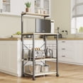 thumbnail image 3 of Bestier Kitchen Bakers Rack with Storage, Microwave Stand Cart on Wheels, Coffee Bar with 10 S-Hooks, for Spices, Pots and Pan, Oak, 3 of 11
