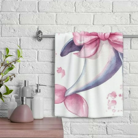 

ZFLMY Dolphin Cute Kawaii Spa Towel Hand Towel 100% Polyester Kitchen Towels Modern Decorative Tea Towels for Kitchens Bathrooms Showers 29.5x13.8 Inches 29.5x13.8in