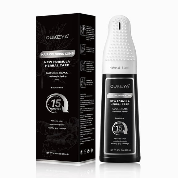 OUKEYA 2‑in‑1 Hair Dye Comb, One Step Herbal Hair Color for Gray Hair Coverage, 6.76 fl oz