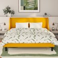 thumbnail image 2 of SHA CERLIN King Upholstered Platform Bed Frame with Wingback Headboard, Yellow, Adults, 2 of 6