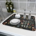thumbnail image 4 of Flowers Black Dish Drying Mat for Kitchen Counter 18 x 24 in,Absorbent Reversible Microfiber Drying Pad, Large Dishes Drainer Mats for Countertop Fast Dry Kitchen Accessories, 4 of 6