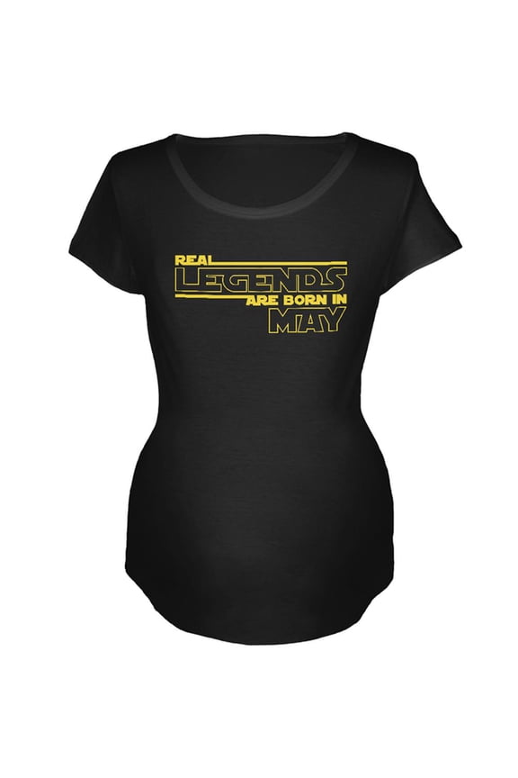Real Legends are Born in May Maternity Soft T Shirt Black X-LG