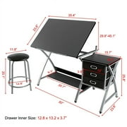 Alden Design 50 Adjustable Steel Drafting Table with Stool, Black