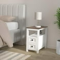 thumbnail image 3 of VVFLU Farmhouse End Table with Charging Station, White Nightstand Narrow, Skinny Slim Small, Bedroom, 3 of 7