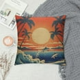 thumbnail image 2 of Nawypu  Seascape Pillowcase Dolphins Surf Ocean Fish Nature Sea Wave Sun Curve Jump Vintage Tree Throw Pillow Cover  Cushion Decorative for Living Room Outdoor, 2 of 5