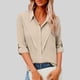 thumbnail image 2 of Camisas de Manga Larga para las Mujeres Blusa de Túnica de Imitación de Botón de Solapa de Ajuste Suelto con Tela Suave, Top de Verano Transpirable para Uso Diario Informal, 2 of 7