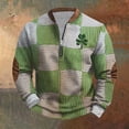thumbnail image 4 of Panties for Women St Patricks Day Shamrock Patch Chest Print 1/4 Zip Sweatshirt 2XL Multicolor, 4 of 5