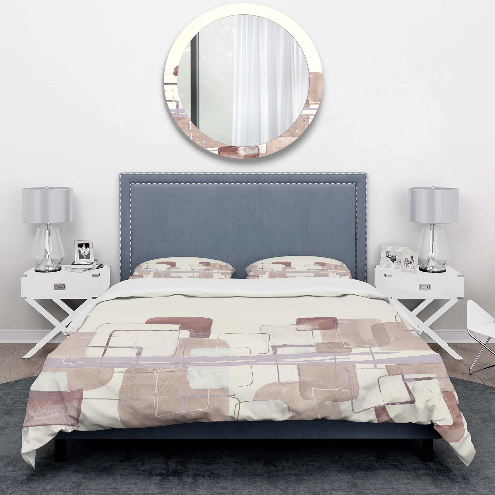 Designart 'Watercolor Minimal Boxes I' Geometric Duvet Cover Set