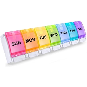 Organisateur de pilules, facile à ouvrir la boîte à pilules hebdomadaire, 7 Day Pill Case Pop Open pour les vitamines, huiles de poisson, suppléments