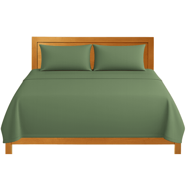 Sábanas King Size Lisas We2 Dream 100% Algodón Color Verde Moss 4 Piezas