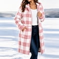 thumbnail image 5 of QSAWXQZ Women's Plaid Hooded Fleece Coat Long Sleeve Full Zip Pockets Casual Knee Length Outerwear S, 5 of 7