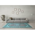 thumbnail image 3 of Ahgly Company Indoor Rectangle Medallion Light Blue Traditional Area Rugs, 4' x 6', 3 of 4