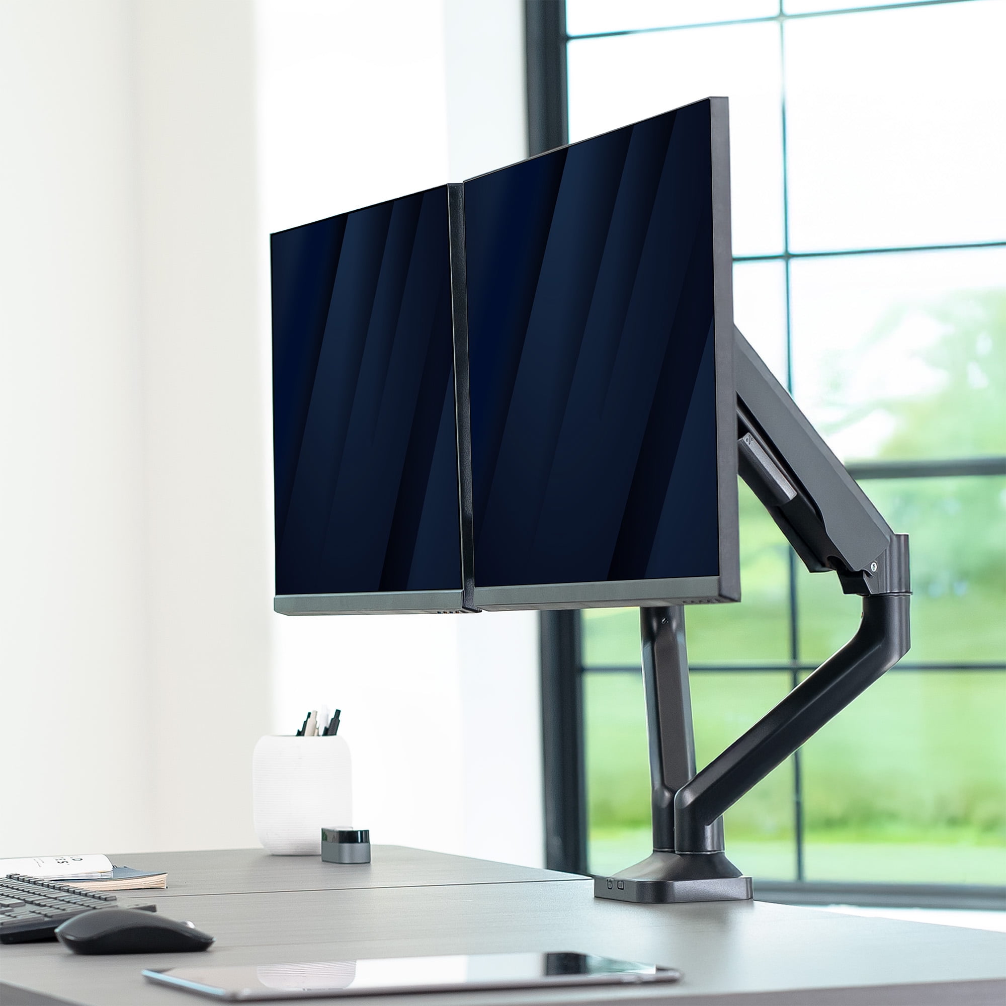 VIVO Pneumatic Arm Dual Monitor Desk Mount - Thumbnail 2