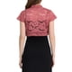 thumbnail image 3 of Cárdigan de encaje para mujer INSPIRE CHIC, elegante, de manga corta, con frente abierto, floral, corto, bolero, top de encaje, M, rosa oscuro, 3 of 7