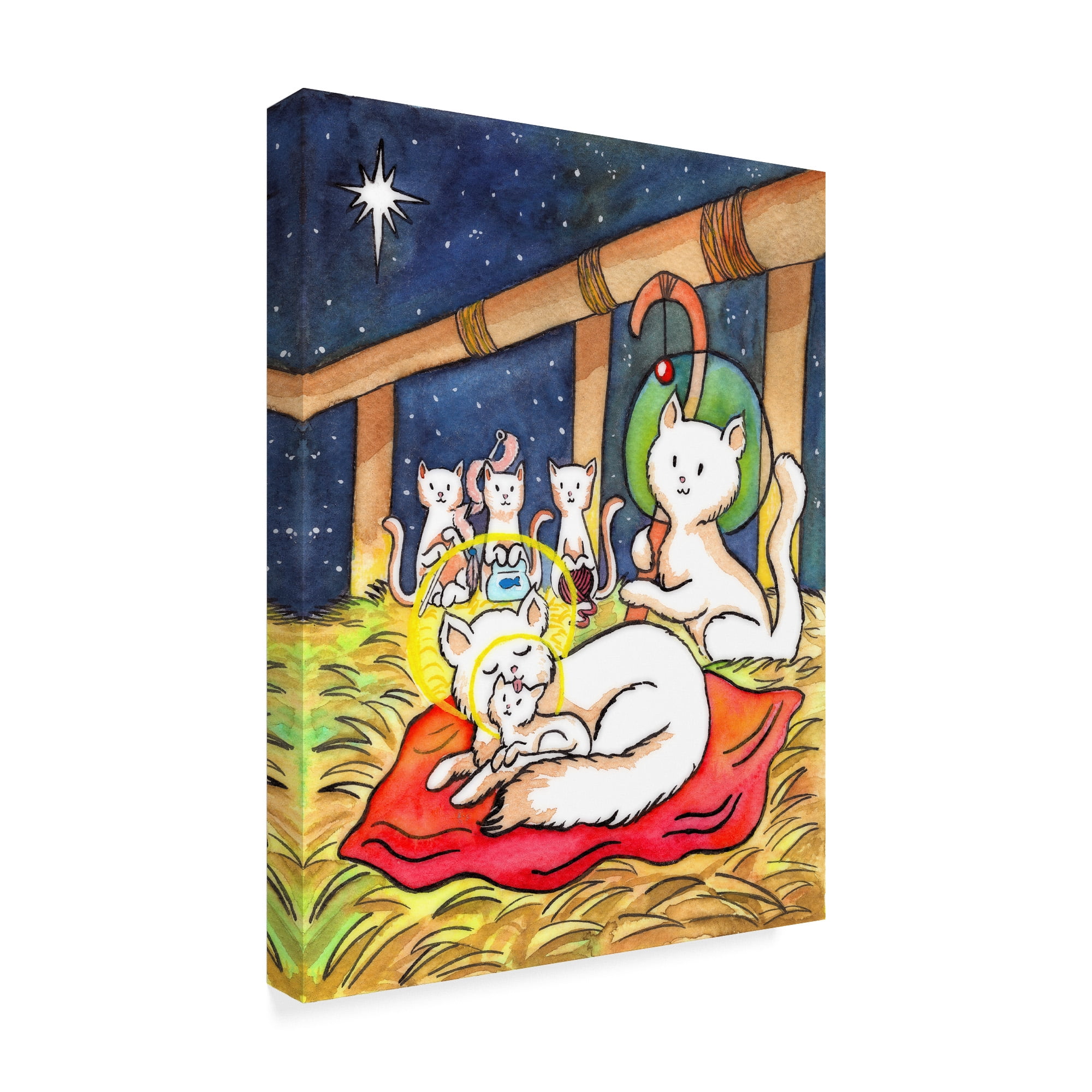 Trademark Fine Art 'Christmas Cats Night' Canvas Art by Abraal
