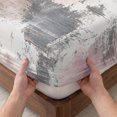 thumbnail image 3 of Twin XL Size Fitted Sheet Set - Pink Grey Abstract 2 Piece Bedding Sets 16" Deep Pocket Fitted Sheet with 1 Pillowcases, Modern Minimalist Smear Art Brushed Microfiber Hotel Luxury Bed Sheets, 3 of 9