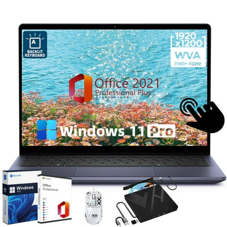 Dell Inspiron 7445 Business Laptop - with 8IN1 CD/DVD Drive, 14" FHD+ 2-in-1 Touchscreen, Ryzen 5 8640HS, 16 GB DDR5, 512 GB SSD, Webcam, Wi-Fi, Backlit Keyboard, Win11 Pro & Office Pro Lifetime