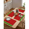 thumbnail image 5 of Watermelon Placemats Set of 4,Washable Woven Burlap Cloth Fabric Placemat for Square/Rectangle/Round/Oval Dining Table,Easy Clean Place Mats for Toddlers,Kids Red Green Summer Fruit Black Polka Dots, 5 of 6