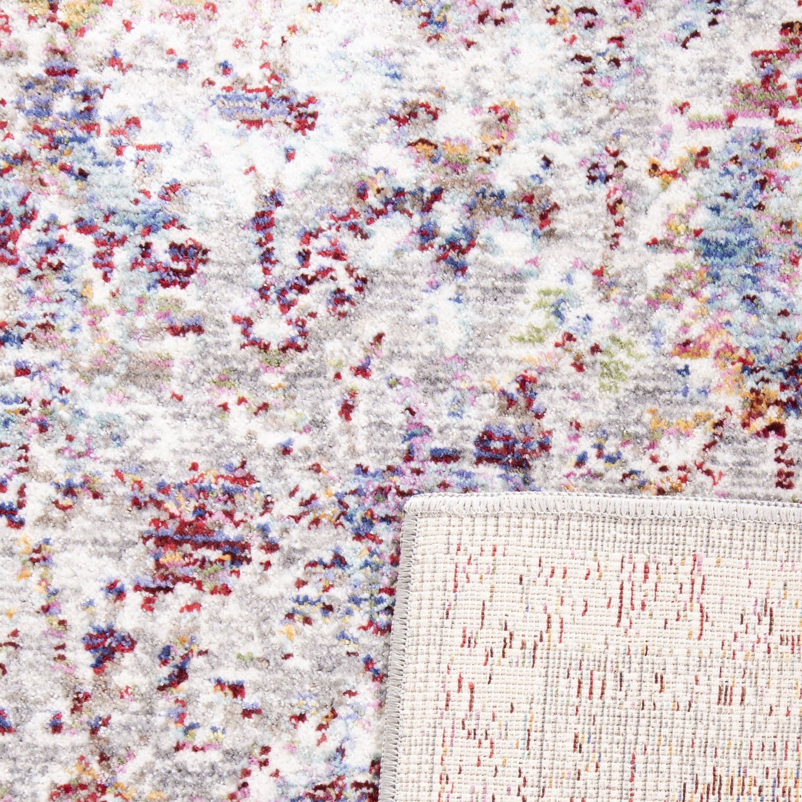 SAFAVIEH Valencia Dafina Distressed Oriental Polyester Area Rug, Grey/Red, 2'3" x 4'