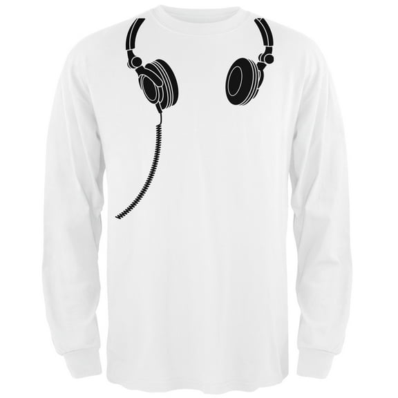 Headphones White Adult Long Sleeve T-Shirt - X-Large