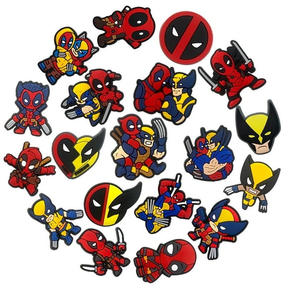 19-Piece  Wolverine PVC Shoe Charms Pack, No-Repeat Cute Cartoon Shoes Decorations for Unisex
