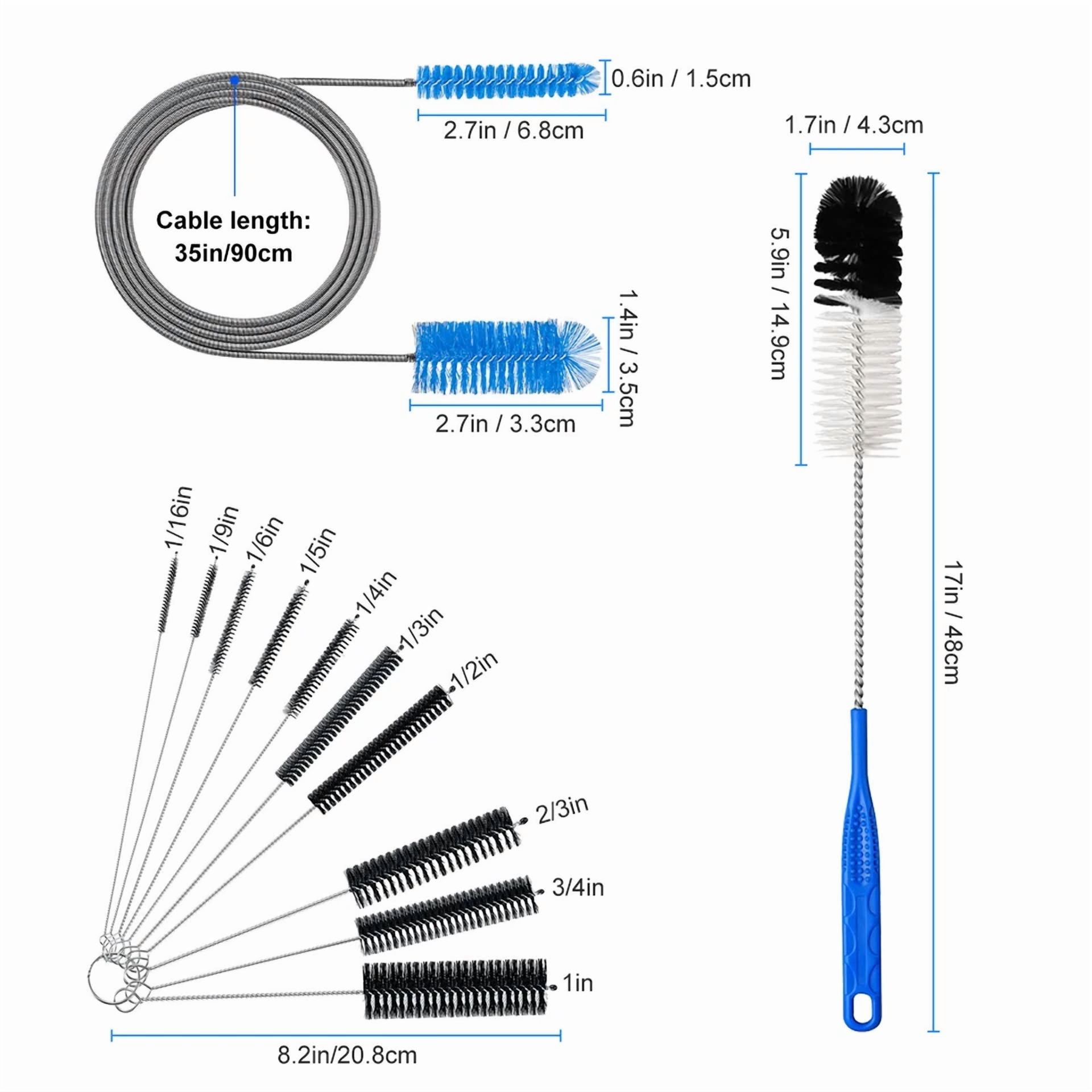 12Pcs Glass Bottle Pipe Cleaner Brush Set, Different Diameter Tube Straw Brush