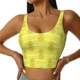 thumbnail image 2 of Lsque Gold Pineapple Printed Women'S Sports Bra, Compression, Moisture Wicking, High-Impact Sports Bra For Women,Supportive sports bra-, 2 of 9