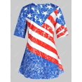 thumbnail image 2 of Más el tamaño de la bandera americana de rayas impresión de la estrella Tee Rosegal Camisetas tallas grandes, 2 of 5