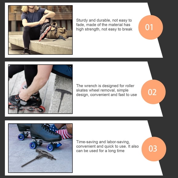 MEIBUTYUP 4-Piece Black Roller Skate Tool Kit with Wrench, Screwdriver for Easy Wheel Removal and Skate Maintenance